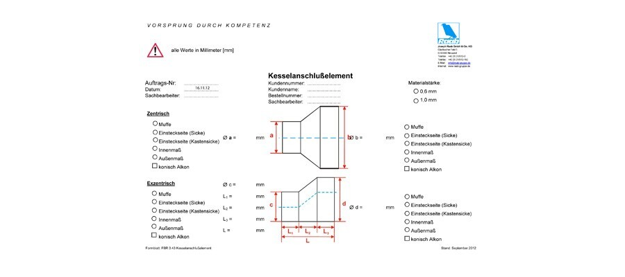 Bestellformular Kesselanschlusselement