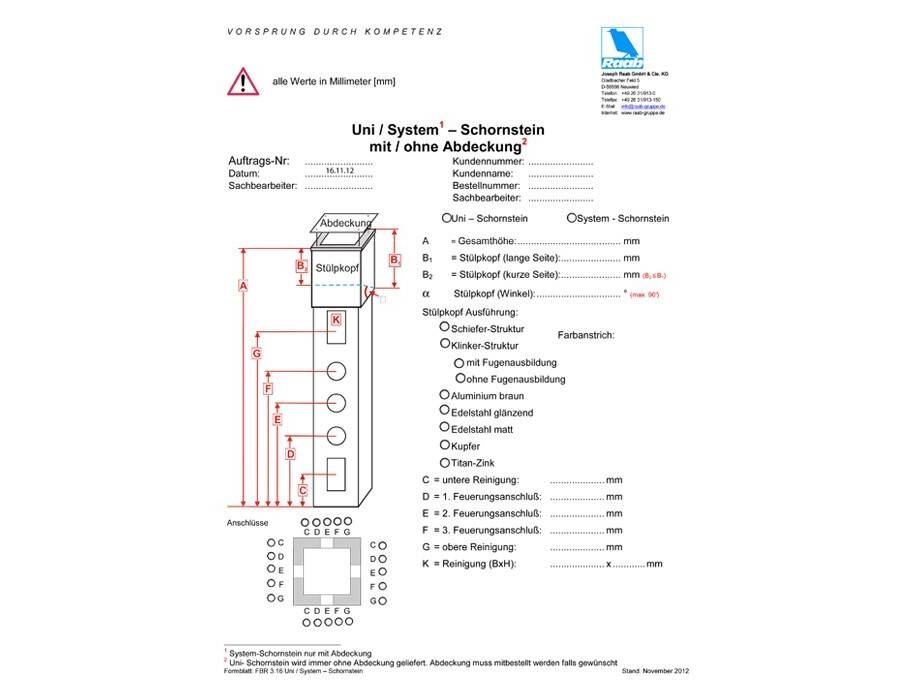Bestellformular FBR 03_16 Uni/System –  Schornstein mit/ohne Abdeckung