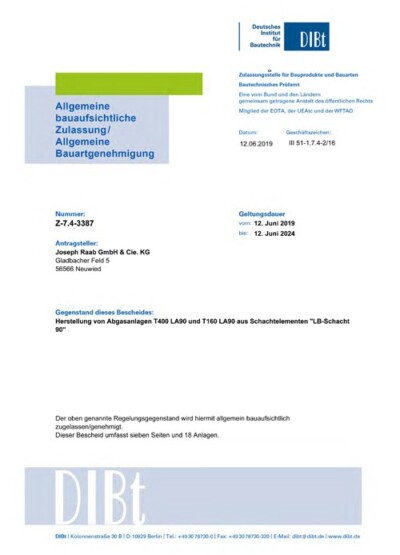Bauaufsichtliche Zulasssung LB Schacht L90