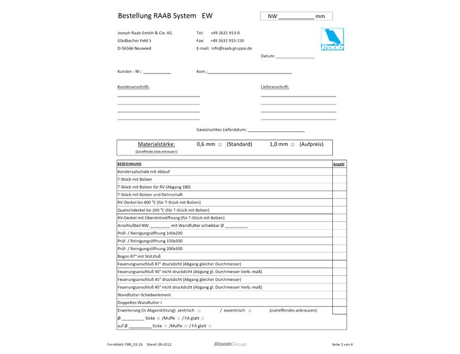 Bestellformular FBR 03.26 09-2012 Bestellformular EW
