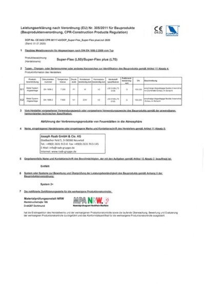 Leistungserklärung Super-Flex/Super-Flex-Plus